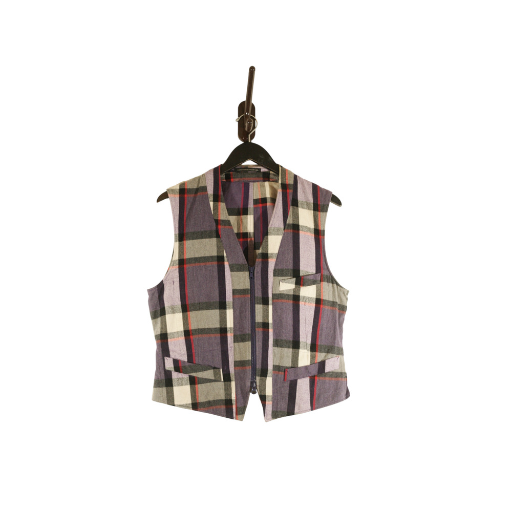 Y's by Yohji Yamamoto Purple Punk Plaid Waistcoat Harajuku Tartan Mens Unisex 3